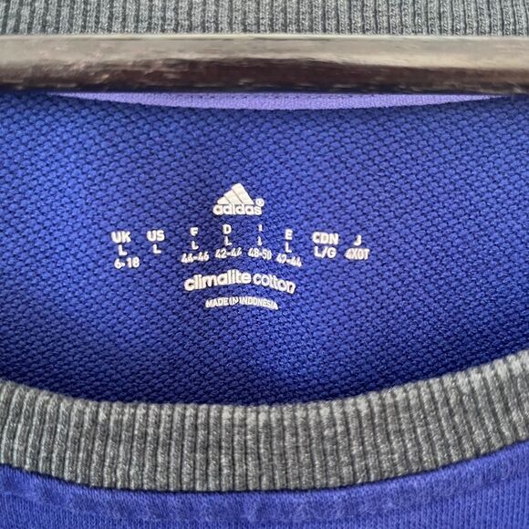 adidas Purple Grey Raglan Boatneck Climate‎ Cotton Sweatshirt L - Picture 5 of 8